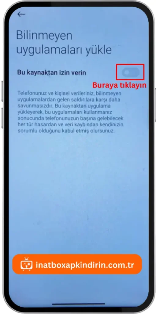 Bilinmeyen kaynaklardan uygulama yüklemeye izin verin